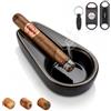 Huiguli Posacenere da Tavolo Ceramica con 2 Tagliasigari e Punch Portatile | Set Accessori per Sigari, Posacenere da Esterno, Regalo Perfetto per Uomo, Nero