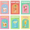 Dermalyx Set di 6 Poster Cocktail retrò Colorati, Arte su Tela per Pareti, Stampa Divertente di Bicchiere di Vino Alcolico, Decorazione Murale Estetica per Ambienti, Senz