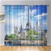 Mateju Tende per Interni Trasparenti Moderne 2 Pezzi, Tende con Occhielli e Motivo a della città, Tendoni per Salotto per Camera da Letto (Tour Eiffel,140L x275A cm)