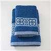 Jenny Sesal Set Asciugamani SUSY, con Balza in Jacquard, Set di due asciugamani da bagno Viso e Ospite BLU Spugna di alta qualità proveniente da Portogallo.