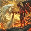 SHEGZHUC 40 x 40 cm, pittura con diamanti per adulti, angelo e diavolo, immagine con teschio e coppia di teschi, ricamo a mosaico, punto croce, idea regalo, decorazione da parete per camera da letto e