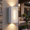 SUZNIU Applique da Parete Esterna LED Lampada 12W 3000K IP65 Alluminio 21×10×6,5CM | 2 Spot Alto/Basso + Barra Centrale, Effetto 3D, Driver LED Stabile, Design Moderno Bianco - per Terrazzo, Giardino, Balcone