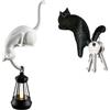 MEIQJIE 2 Ganci a Forma di Gatto, Decorazione con Lanterna LED, Artigianato | In Plastica, per Appendere Chiavi e Asciugamani, Adatto a Scaffali, Cucina, Comodino, Bagno e Terrazza