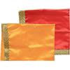 Aditri Creation Set of 2 Mat Aasan Small Pooja Mat Aasan Pooja Cloth Decorative (Size:-12 Inches X 12 Inches,) for Indian Traditional Multipurpose Festival Pooja Ganesha Decorations Item(Red and Yellow )