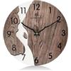 Lafocuse Orologio da Parete Legno Marrone Rustico Silenzioso 30cm | Design Unico Bicolore, Silenzioso Senza Ticchettio, Funzionamento a Batterie, Stile Rustico Vintage, per Soggiorno o Cucina