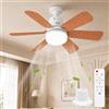 AKOFIC Ventilatore da Soffitto con Luce, LED Lampadario con Ventilatore a Soffitto | Plafoniera con Ventilatore, Telecomando, 6 Pale, E27, Moderni, Piccolo, Silenzioso, Timer, 3 Velocità, per Camera, 40W, 52 cm
