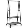 Generico BDIT Accessori Appendiabiti con Ruote, Stand Porta Abiti Nero a Struttura Triangolare, 2 Ripiani Portaoggetti, 55 x 42 x 160 cm, per Camera da Letto, Ingresso e Lavanderia