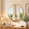 Clevich Specchio da Parete Rotondo con Bordo Ondulato 70cm, Specchio Bagno | Specchio Tondo a Forma di Fiore, da Appendere e Appoggiare, in alluminio, Specchio per Ingresso, Camera da Letto, Trucco