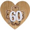 DLM Bomboniere DLM-A833 Bomboniere 12 Calamite Magneti in legno cm 5x5 linea cuore con quadrifoglio portafortuna e numero 60 bianco per confettate segnaposti di 60 Compleanno maschio e Femmina