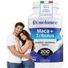 DOSELANCE Maca Peruviana Nera Potenziata con Tribulus, Taurina, Arginina - 200cp | Booster Testosterone con Zinco, Migliora Energia e Resistenza, Supporto Ormonale per Vitalità di Coppia, Fornitura 2 Mesi