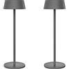 K-Bright 2 pcs LED Lampada da tavolo senza fili in alluminio grigio scuro | Luce calda da 3000K, Protezione IP54 Lampada Led Ricaricabile senza fili, Adatto A Cena, Lettura, Camera, Giardino