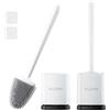 Sellemer Scopino WC Silicone, 2 Pezzi Scopino WC Montaggio a Parete/in Piedi,Spazzolone Bagno WC con Supporto Traspirante ad Asciugatura Rapida,Spazzola WC Flessibile per WC Bagno（Bianco）
