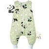 WYTbaby Sacco nanna con piedi, 1,0 Tog, in 100% cotone, morbido sacco a pelo per tutto l'anno, senza maniche, ideale per dormire e calore, perfetto per ragazzi e ragazze, 80 cm