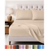 Utopia Bedding Set Lenzuola Letto 4 Pezzi, 135x190cm, Beige | Lenzuolo con Angoli, Lenzuolo Piatto e 2 Federe 50x75 - Una Piazza e Mezza - Oeko-Tex Certificato - Poliestre di Microfibra