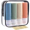 FADVAN 4pcs Contenitori da Viaggio per Liquidi Flaconi da Viaggio 100 ml | Kit Boccette da Viaggio per Porta Profumo,Doccia Shampoo,Detersivo,Con Etichetta,Morandi