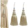 Aokbean 2 fermatenda colorati per tende, 24 cm, nappe in seta per mobili antichi, in terilene, per porte, armadi, decorazione per la casa (beige misto)