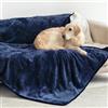 Dreamzie - Coperta Impermeabile per Cani - 127x152 cm - Blu Marino | Copridivano Reversibile · Lavabile in Lavatrice · Pile Sherpa · Animali · per Letto, Divano e Auto · Extra Morbido