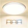 Tyreses Plafoniera LED Soffitto, 3 temperature di colore, Ø18cm | 12 W, CRI > 80, Senza sfarfallio, Basso abbagliamento, IP54, Facile installazione, Per cucina, bagno, corridoio