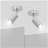 Ketom Faretti LED Soffitto GU10, 2 x Faretto LED Interno Orientabile 1 Luci | Binario Faretti Soffitto Nichel, Moderno Lampadario Faretto Cucina, Faretti da Soffitto, Rotondo, Senza Lampadina