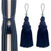 Aokbean 2 pezzi di fermatende per tende realizzati a mano, con nappe, per decorazione della casa, blu navy, 25 cm