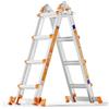 Moonlight Manor Scala Multiuso a 4 Livelli: Scala a 4 Livelli e Scala Allungabile da 14 Piedi (4.2 m) con Stabilizzatore e Ruote, Portata 150 kg, Sicuro per Scale, per Interni, Esterni e Tetto, in Lega di Alluminio