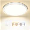 Tyreses Plafoniera LED Soffitto, 3 temperature di colore, Ø18 cm, Set 2 | 12 W, CRI > 80, Senza sfarfallio, Basso abbagliamento, IP54, Facile installazione, Per cucina, bagno, corridoio