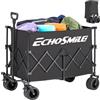 EchoSmile XXXXL Carrello Pieghevole da Giardino 300L 227 kg, Carretto da Spiaggia con Ruote Grandi, Carrelli da Trasporto con Freni per Campeggio, Shopping e Attività All'aperto, Nero