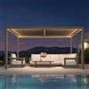 PURPLE LEAF Pergola Bioclimatica in Alluminio 3 × 4,25 m con LED Pergola Giardino Esterno con Lame Orientabili, Senza Manutenzione, Gazebo da Giardino Esterno Anti-UV per Terrazza, Champagne