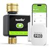 RAINPOINT Centralina Irrigazione WiFi, Timer Irrigazione Smart con Entrata e Uscita in Ottone e Gateway 100m, Sistema di Irrigazione Automatico per Giardino e Prato, Nero