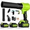 JUOIFIP Soffiatore a Batteria 800.000 RPM con Batteria da 2 X 4,0Ah | Soffiatore Foglie Elettrico 65 m/s, Soffiatore a Batteria Potente per Giardino, Cortile, Auto e la Pulizia di Terrazze