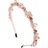 FM2018XSL Fascia per Capelli da Donna Ragazza con Strass, Accessorio per Capelli Scintillante ed Elegante per Spose e Matrimoni e Outfit Quotidiano (Rosa)