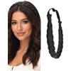 Luxiremi Cerchietto per capelli nero naturale intrecciato per donne | Fascia per capelli Infinity Braids, 5 fili, regolabile, in capelli sintetici, per Natale, Pasqua e Carnevale