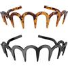 Sixfox Zig Zag - Set di 2 fasce per capelli a forma di U | Nero e guscio di tartaruga, larghezza 14 cm, accessorio per capelli alla moda, design multi-dente, vestibilità sicura