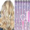 FrostyFlair Hair Tinsel, filamenti di capelli scintillanti, 12 pezzi da 60 cm extensions per capelli con clip per ragazze, donne, bambini, filamenti colorati scintillanti per Natale e feste (Dreamy