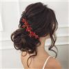 BERYUAN Pettine per capelli da donna con strass rossi a goccia e strass, per matrimonio, fascia per capelli da sposa, per donne e ragazze (rosso)