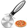 JAPORIA Rotella Tagliapizza Acciaio Inox Taglia Pizza Professionale Manico Nero | Lama affilata acciaio inox grado alimentare. Manico antiscivolo. Lavastoviglie. Per pizza pasta focaccia ravioli pasticceria.