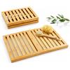 Relaxdays Tappetino, naturale | bambù, 59,5x39 cm, antiscivolo, pieghevole, interno, esterno, vasca, doccia, sauna, pedana