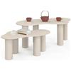 IDMarket - Set di 2 tavolini estraibili organici, 80/110 cm, legno beige | Design a forma organica, set di 2 tavoli da salotto