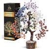 FASHIONZAADI Seven Chakra Gemstone Crystal Tree - Feng Shui Bonsai Money Natural Healing Crystals Chakras Reiki Stones Good Luck Home Decoration Gift Office Décor Size 10-12 inch (Silver Wire)
