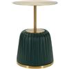 Mauro Ferretti Tavolinetto Egle Verde cm Ø 40X55, Metal e PU, Grigio/Verde