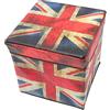 DECORNIJIA Puff da Salotto Pieghevole Stampa Bandiera Britannica | Contenitore Capiente, Pannello in Densità e Tessuto Non Tessuto, per Stanza Ragazzo Ragazza e Studio, Poggiapiedi Pratico