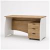 Arreditaly Scrivania con 3 Cassetti Bliss Scrittoio da Studio o Ufficio Mobile Desk da Soggiorno Sala da Pranzo 136 x 74 x 67 cm Colore Bianco E Rovere