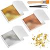 XTUDOU® 300 fogli di foglia d'oro, 8 x 8,5 cm, lamina d'oro per fai da te | Metallo a percussione oro, foglia d'argento, per vernice, resina, unghie, gioielli, arte, doratura, artigianato, decorazione
