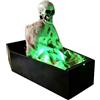 Generico Halloween Skeleton Decoration - Animated Coffin LED, Voice Activated | PC Electronic, Green Light Glow, Scary Sound Effects, Haunted House Party Yard Cemetery, 12 Inch