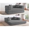 Vipbear 5-in-1 Divano a 2 posti, 160cm Sofa Bed funzione letto divano a pavimento | Divano a 2 posti disossato schiuma ad alta densità pet-friendly sofa bed, per camera compatta, senza montaggio, grigio
