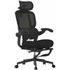 MUSSO E80 Air Petite Sedia con Supporto Bio-Wing, Nero | Supporto Bio-Wing 3D, Poggiatesta 4D, Braccioli ribaltabili 90°, Poggiapiedi, 135°