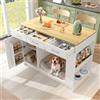 Rosebibi Armadio a isola da cucina con 3 cassetti, 1 ripiano per spezie, ripiano regolabile, doppio ripiano, spazioso spazio per riporre gli animali domestici, 120 x 60 x 90 cm, bianco