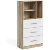 Vicco Armadio universale Tomy, Sonoma/Bianco, 60 x 120 cm con 3 cassetti | con 3 cassetti