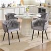 Orirsnug Set di 4 Sedie da Pranzo con Braccioli in Velluto, Grigio Chiaro | Poltroncine da Salotto in Velluto, Design Elegante Intrecciato, Gambe in Metallo, per Sala da Pranzo e Camera