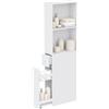 HOMCOM Mobile Bagno Slim con Organizer Estraibile, Cassetto, Bianco | Mobiletto Bagno Salvaspazio a Colonna, Ripiano Regolabile, per Lavanderia, 18x40x135 cm